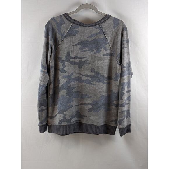 Knox Rose Sweatshirt Camo Print Gray Storm XS Crewneck Lightweight Pullover Knit - Picture 5 of 5